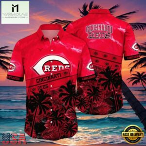 MLB Cincinnati Reds Sunset Palms Tropical Style Hot Trending Summer Hawaiian Shirt