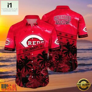 MLB Cincinnati Reds Sunset Palms Tropical Style Hot Trending Summer Hawaiian Shirt