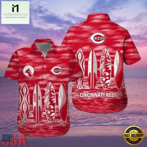MLB Cincinnati Reds Surf And Turf Hawaiian Shirt Reds Wave Rider Aloha