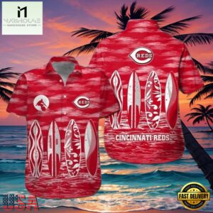 MLB Cincinnati Reds Surf And Turf Hawaiian Shirt Reds Wave Rider Aloha