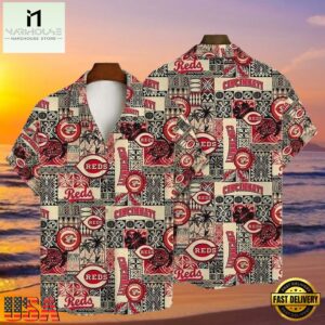 MLB Cincinnati Reds Tiki Totem Tropical Hawaiian Shirt Cultural Fusion Design