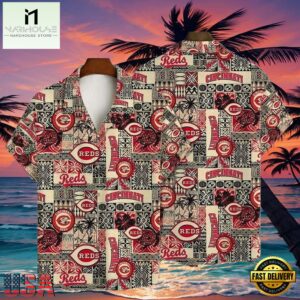 MLB Cincinnati Reds Tiki Totem Tropical Hawaiian Shirt Cultural Fusion Design