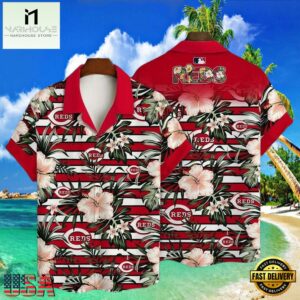 MLB Cincinnati Reds Vibrant Hibiscus Hawaiian Aloha Shirt