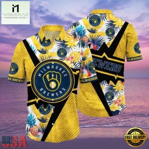 MLB Classic Pinstripe Pitch Milwaukee Brewers Hawaiian Shirt