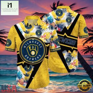 MLB Classic Pinstripe Pitch Milwaukee Brewers Hawaiian Shirt