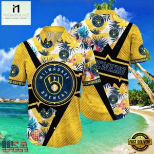 MLB Classic Pinstripe Pitch Milwaukee Brewers Hawaiian Shirt
