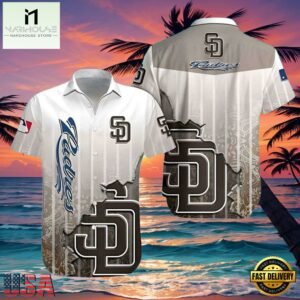 MLB Classic Pinstripe San Diego Padres Hawaiian Button-Up