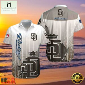 MLB Classic Pinstripe San Diego Padres Hawaiian Button-Up