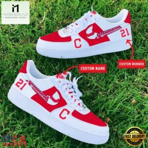 MLB Cleveland Indians Baseball Team Design Air Force 1 Shoes Sneaker