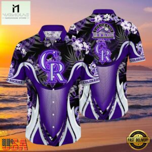MLB Colorado Rockies Bold Purple Vortex Tropical Hawaiian Shirt