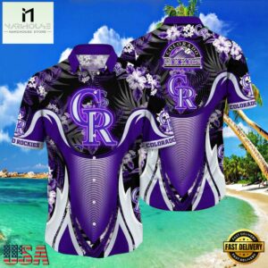 MLB Colorado Rockies Bold Purple Vortex Tropical Hawaiian Shirt