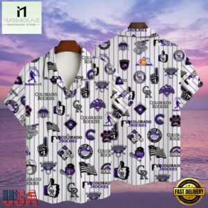 MLB Colorado Rockies Heritage Icons White Hawaiian Shirt