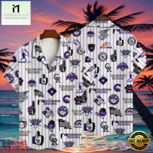 MLB Colorado Rockies Heritage Icons White Hawaiian Shirt