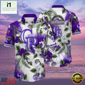 MLB Colorado Rockies Hibiscus Flower Hawaiian Shirt