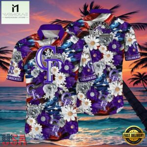 MLB Colorado Rockies Majestic Florals Hawaiian Shirt