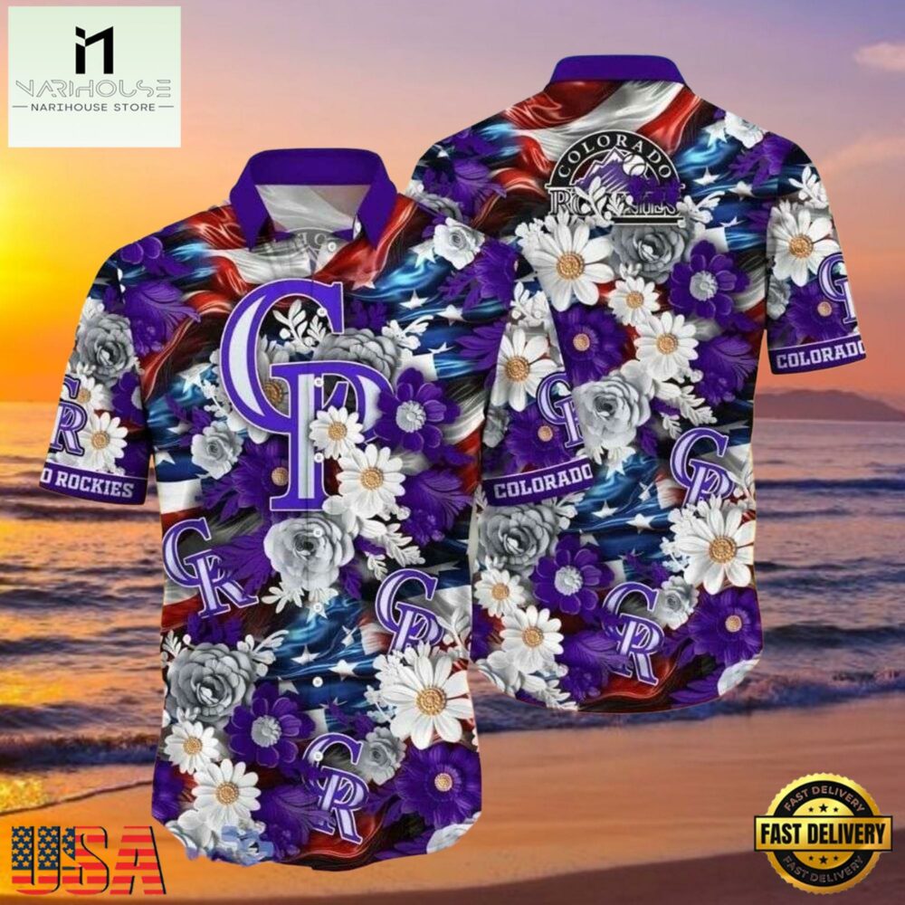 MLB Colorado Rockies Majestic Florals Hawaiian Shirt