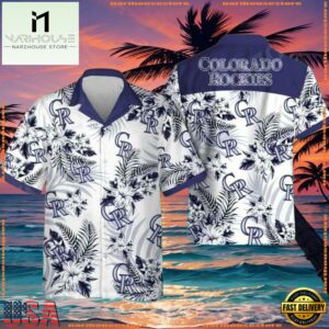 MLB Colorado Rockies Monochrome Floral Aloha Shirt