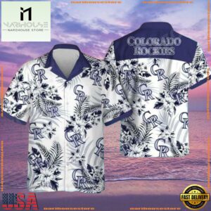 MLB Colorado Rockies Monochrome Floral Aloha Shirt