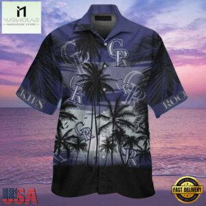 MLB Colorado Rockies Palm Night Aloha Shirt