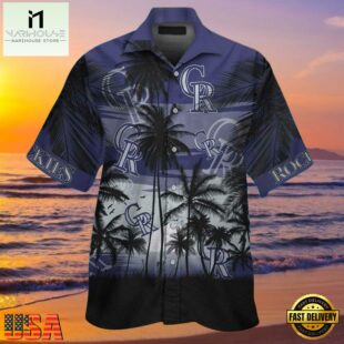 MLB Colorado Rockies Palm Night Aloha Shirt