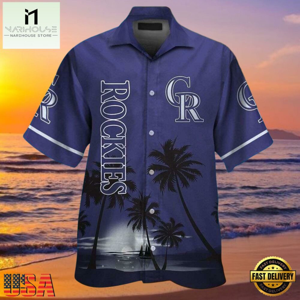 MLB Colorado Rockies Sunset Silhouette Aloha Shirt