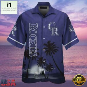 MLB Colorado Rockies Sunset Silhouette Aloha Shirt