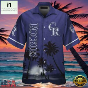 MLB Colorado Rockies Sunset Silhouette Aloha Shirt
