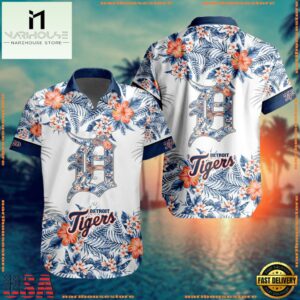 MLB Detroit Tigers Special Tropical Flower Hawaiian Shirt, Baseball Team Button Shirt Design