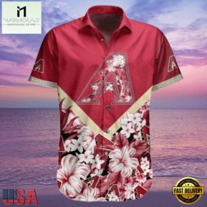 MLB Diamondbacks Floral Diagonal Stripe Aloha Shirt