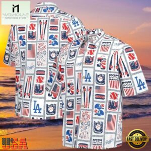 MLB Dodgers American Pastime Patriotic Hawaiian Shirt