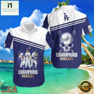 MLB Dodgers Champions Badge Hawaiian Shirt