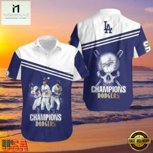 MLB Dodgers Champions Badge Hawaiian Shirt