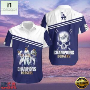 MLB Dodgers Champions Badge Hawaiian Shirt