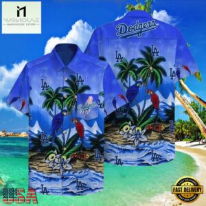 MLB Dodgers Coastal Parrots Hawaiian Shirt