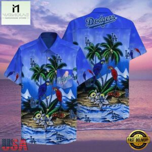 MLB Dodgers Coastal Parrots Hawaiian Shirt