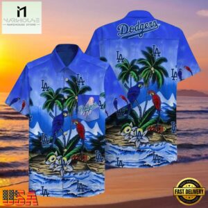 MLB Dodgers Coastal Parrots Hawaiian Shirt