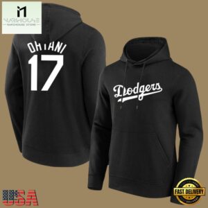 MLB Dodgers Ohtani Drawstring Pullover Hoodie Black