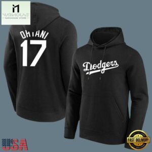 MLB Dodgers Ohtani Drawstring Pullover Hoodie Black