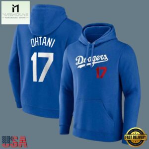 MLB Dodgers Ohtani Long Sleeve Pullover Hoodie Blue