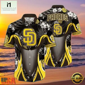 MLB Dynamic Swirls San Diego Padres Aloha Shirt Hawaiian Vibe