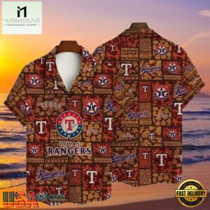 MLB Earthy Texas Rangers Tiki Pattern Aloha Shirt Tropical Essence
