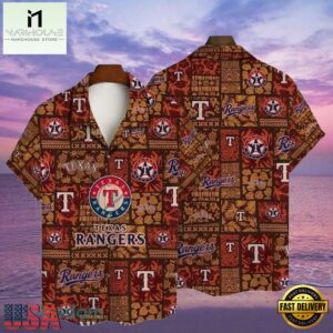 MLB Earthy Texas Rangers Tiki Pattern Aloha Shirt Tropical Essence