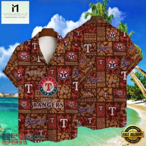 MLB Earthy Texas Rangers Tiki Pattern Aloha Shirt Tropical Essence
