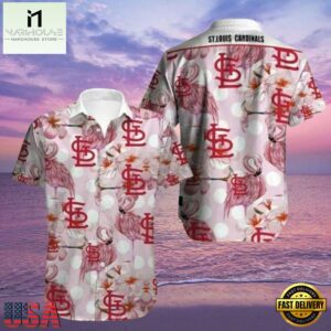 MLB Elegant Flora And Pink Flamingo Monogram St. Louis Cardinals Aloha Hawaiian Shirt