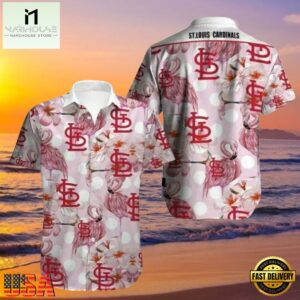 MLB Elegant Flora And Pink Flamingo Monogram St. Louis Cardinals Aloha Hawaiian Shirt