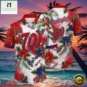 MLB Floral Emblem Washington Nationals Aloha Hawaiian Shirt