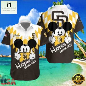 MLB Funny Mickey Haters Gonna Hate San Diego Padres Aloha Hawaiian Shirt - MLB Aloha Shirt For Mens 7 MLB Funny Mickey Haters Gonna Hate San Diego Padres Aloha Hawaiian Shirt