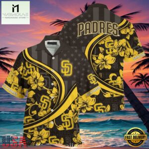 MLB Golden Blooms San Diego Padres Floral Curve Aloha Shirt