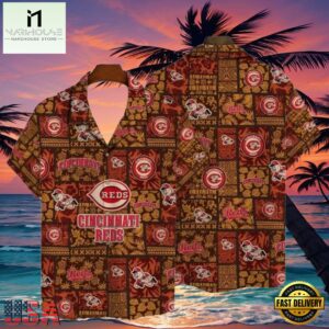 MLB Heritage Patchwork Cincinnati Reds Tropical Aloha Hawaiian Shirt - MLB Aloha Shirt For Mens 6 MLB Heritage Patchwork Cincinnati Reds Tropical Aloha Hawaiian Shirt