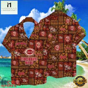 MLB Heritage Patchwork Cincinnati Reds Tropical Aloha Hawaiian Shirt - MLB Aloha Shirt For Mens 7 MLB Heritage Patchwork Cincinnati Reds Tropical Aloha Hawaiian Shirt